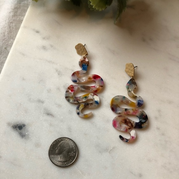 The Ginger - Colorful Acrylic Snake Earrings - Picture 2 of 5